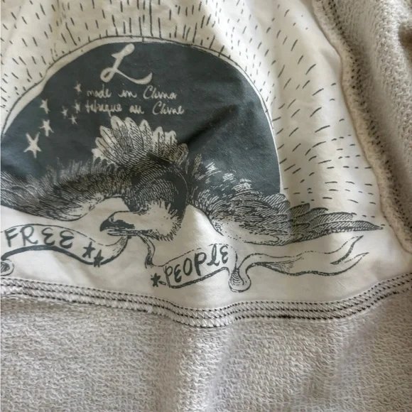 Free People Cream Wrap Hoodie with Brown Ties - Picture 5 of 6